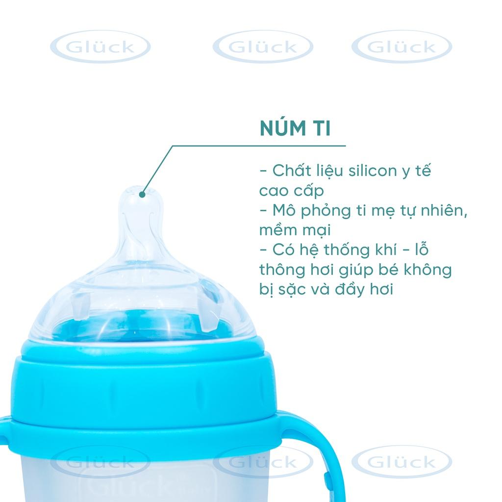 Bình sữa cho bé Silicon Premium có tay cầm 150ml GB150, 240ml GB240 Gluck Official