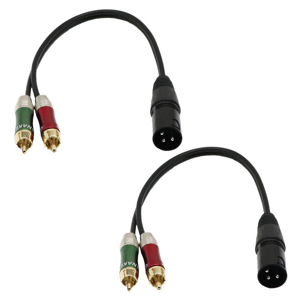 2 Pieces 1 XLR Male to 2 RCA Male ,XLR Adapter Plug to 2 x Phono RCA Plug Adapter Cable Lead 30cm Splitter Patch Y Cable