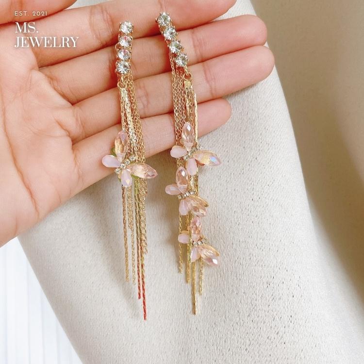 Khuyên Tai Dài Hình Bướm Bạc S925 Ms Jewelry Phong Cách Hàn Quốc