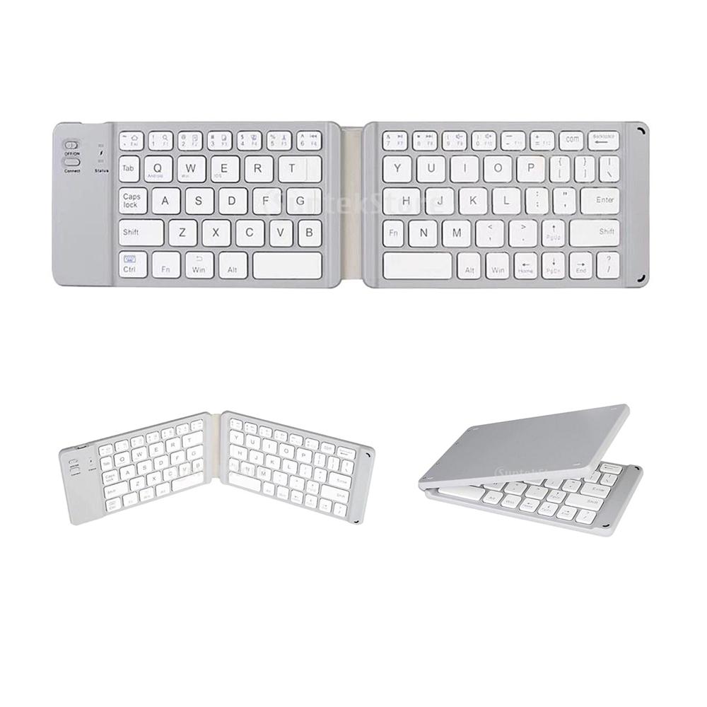 BT Keyboard 67 Keys Slim Thin Mini Foldable Bluetooth Keyboard, Gray