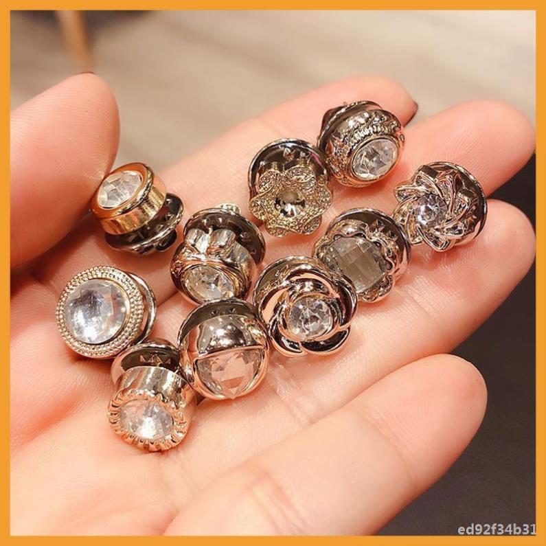 Set 10 khuy cài áo đính đá, nạm ngọc đẹp cho nữ vừa trang trí vừa chống hở cổ ngực