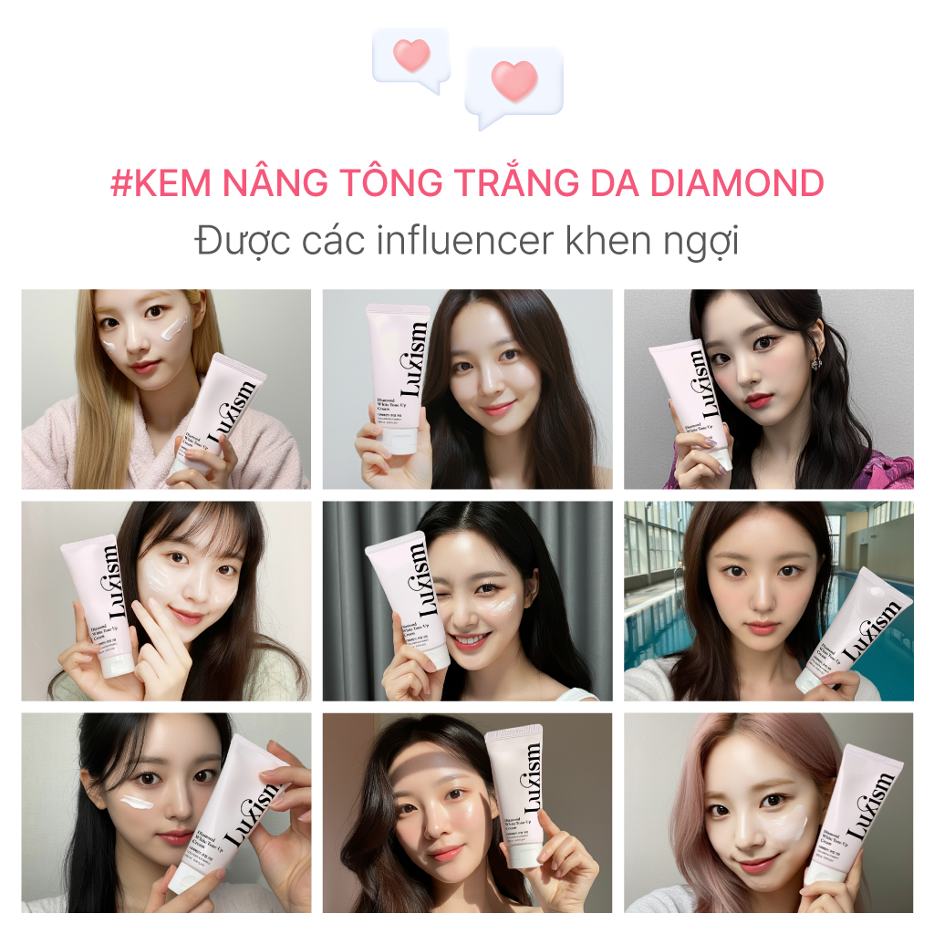 Kem nâng tông trắng da Diamond Luxism 200ml – làm trắng da mặt &amp; body tone-up cream tự nhiên
