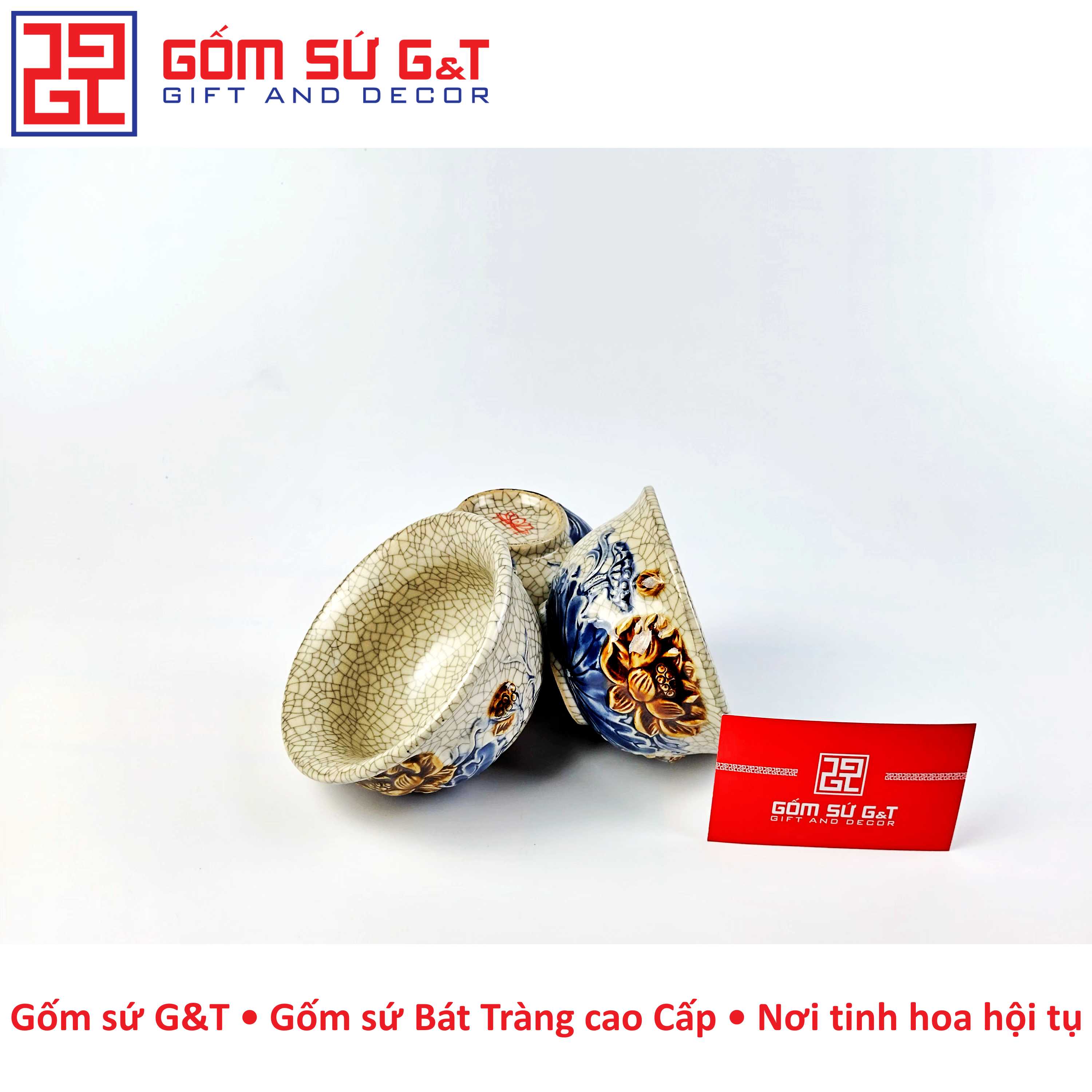 Combo 3 chiếc bát cúng men rạn nổi Gốm Sứ G&amp;T