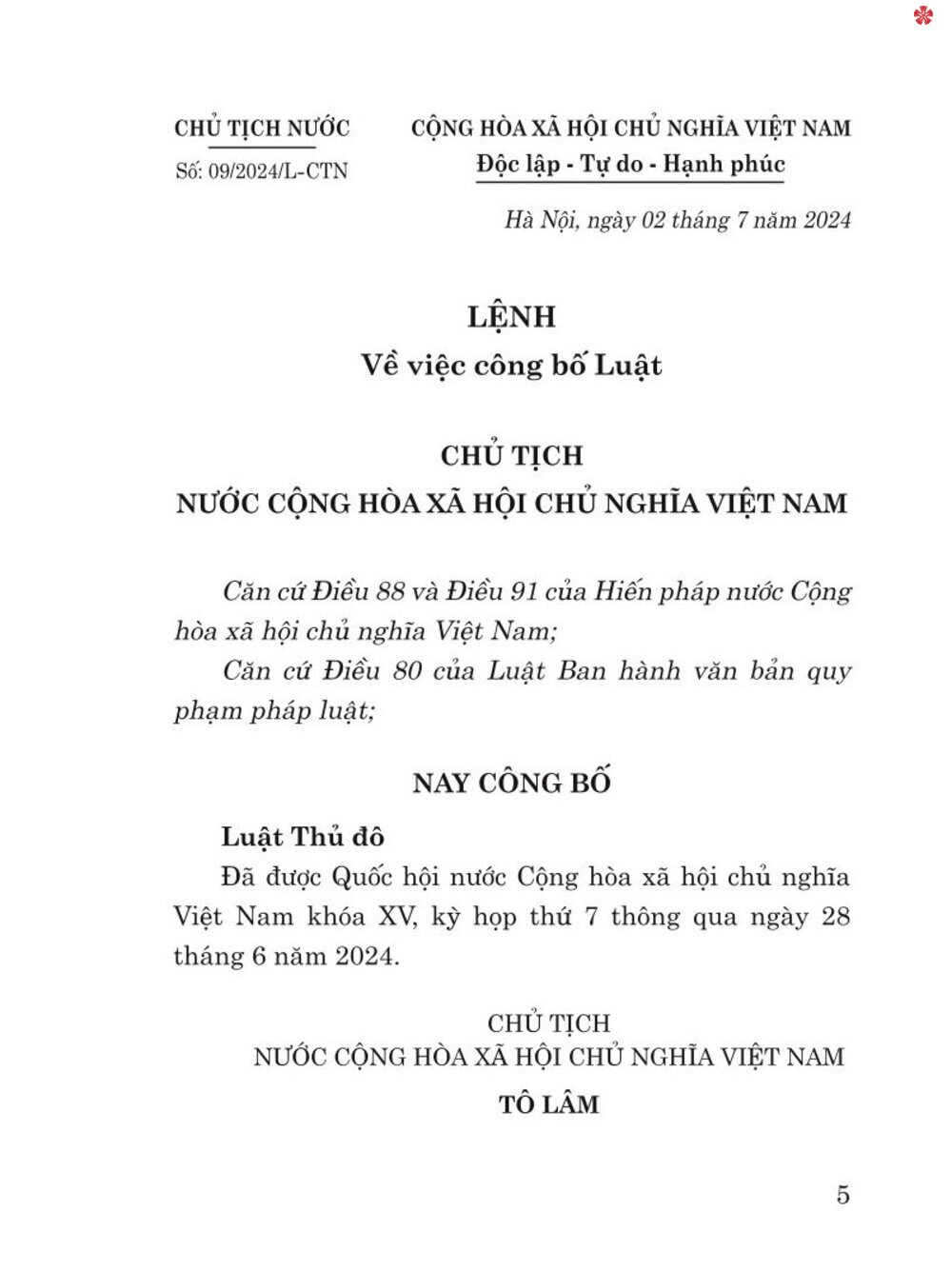 Luật thủ đô - bản in 2024