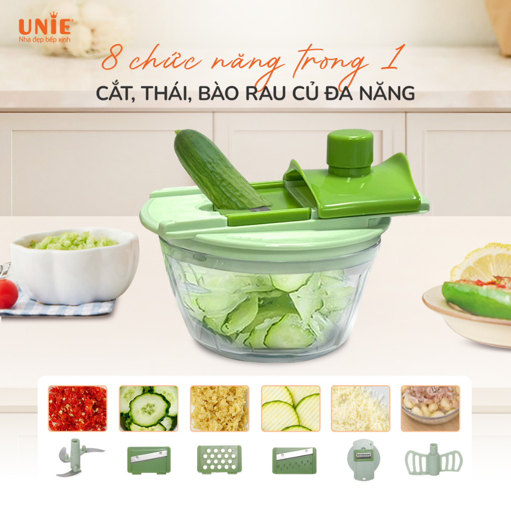 Bộ dụng cụ xay, cắt, nạo đa năng Unie UC400M, đã chức năng: Cắt, thái, bào rau củ đa năng, chất liệu cao cấp dễ vệ sinh