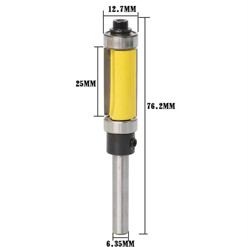 Pack of 2 Flush Trim Pattern Router Bit 1/4'' Shank Top Bottom Bearing