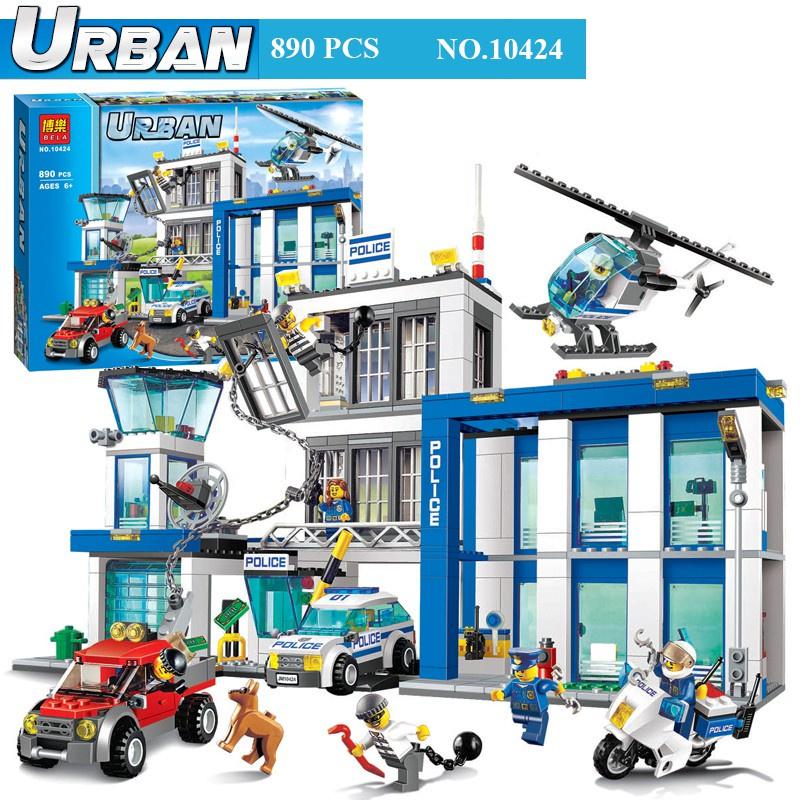 Bộ Đồ Chơi Lắp Ghép Kiểu LEGO Mô Hình Đồn Cảnh Sát Urban Police BELA 10424 Với 890 Chi Tiết