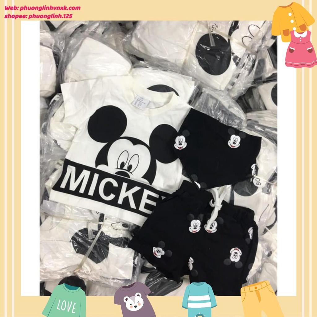 BỘ ĐÙI ÁO TRẮNG MICKEY QUẦN ĐEN BT