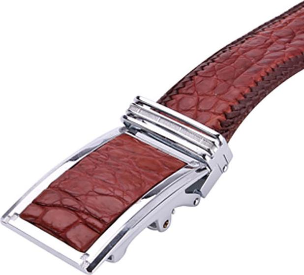 Thắt Lưng Nam Da Cá Sấu Đan Viền Bản Lớn Huy Hoàng HT4290 - Nâu Đỏ