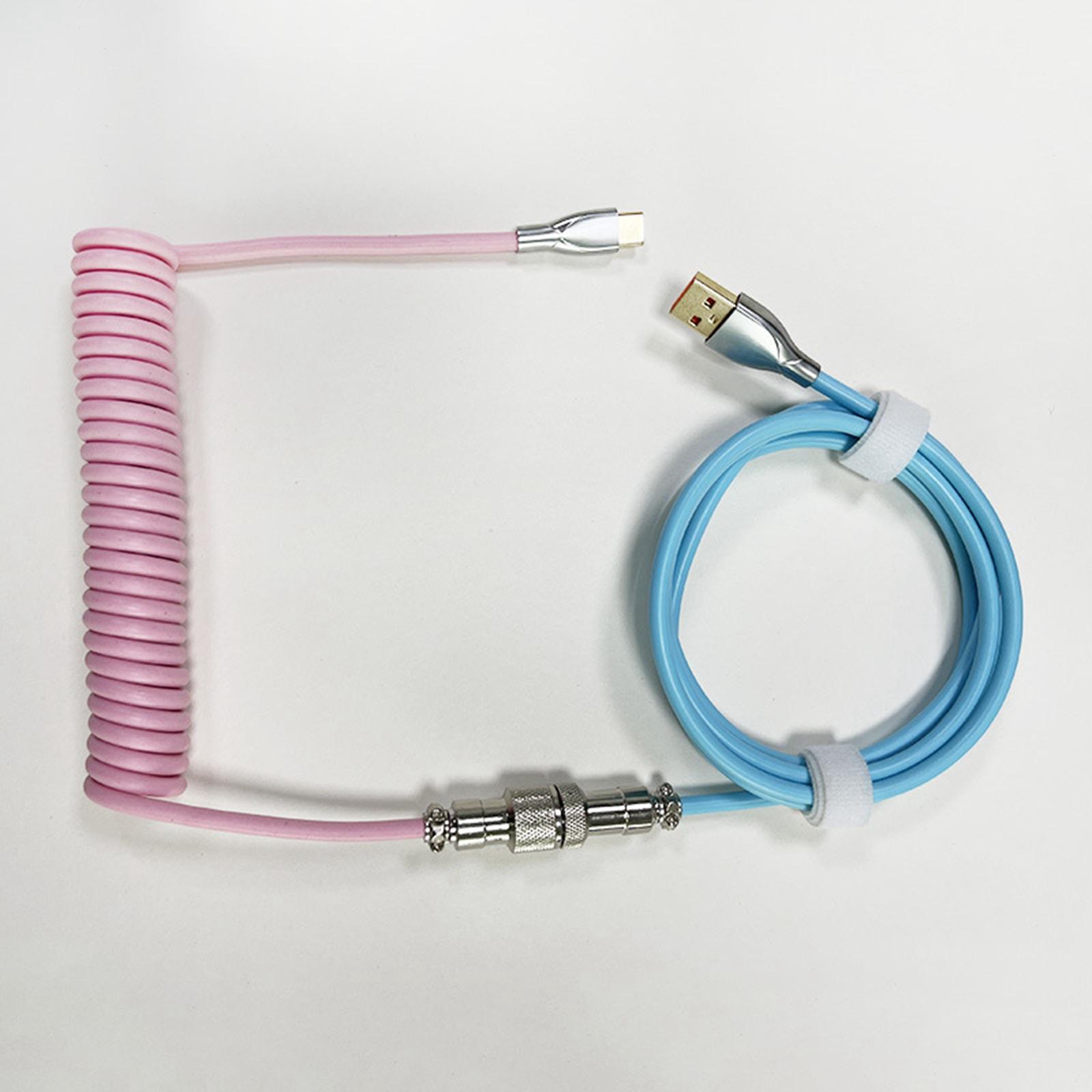 Coiled USB C Cable Wire, for Laptop Flexible USB A to USB C for Mechanical Keyboard