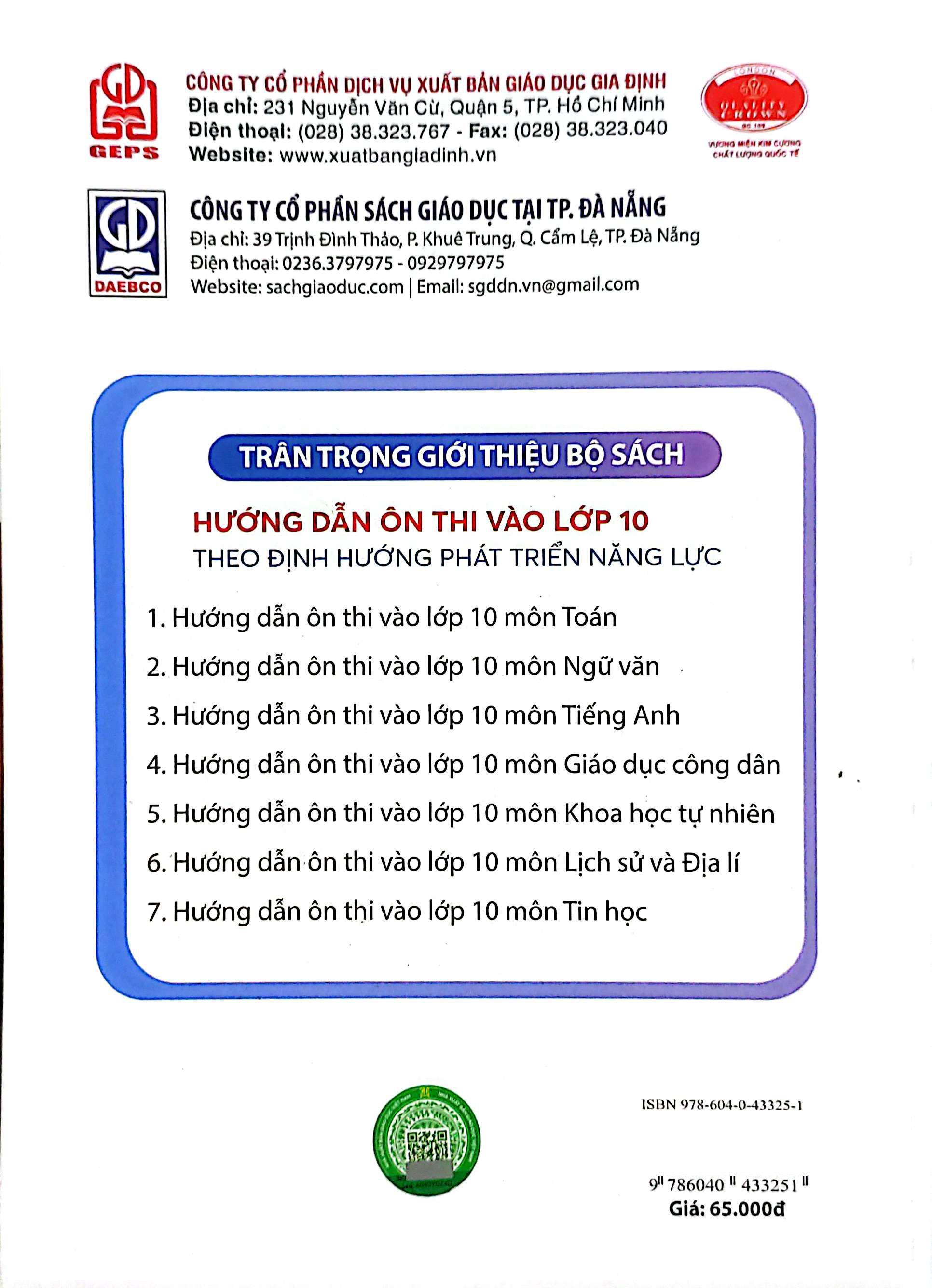 Sách - Hướng Dẫn Ôn Thi Vào Lớp 10 - Môn Toán (Theo Định Hướng Phát Triển Năng Lực)