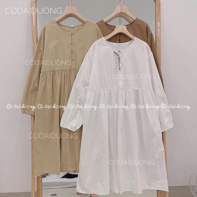 Váy bbd cổ tròn 5 cúc