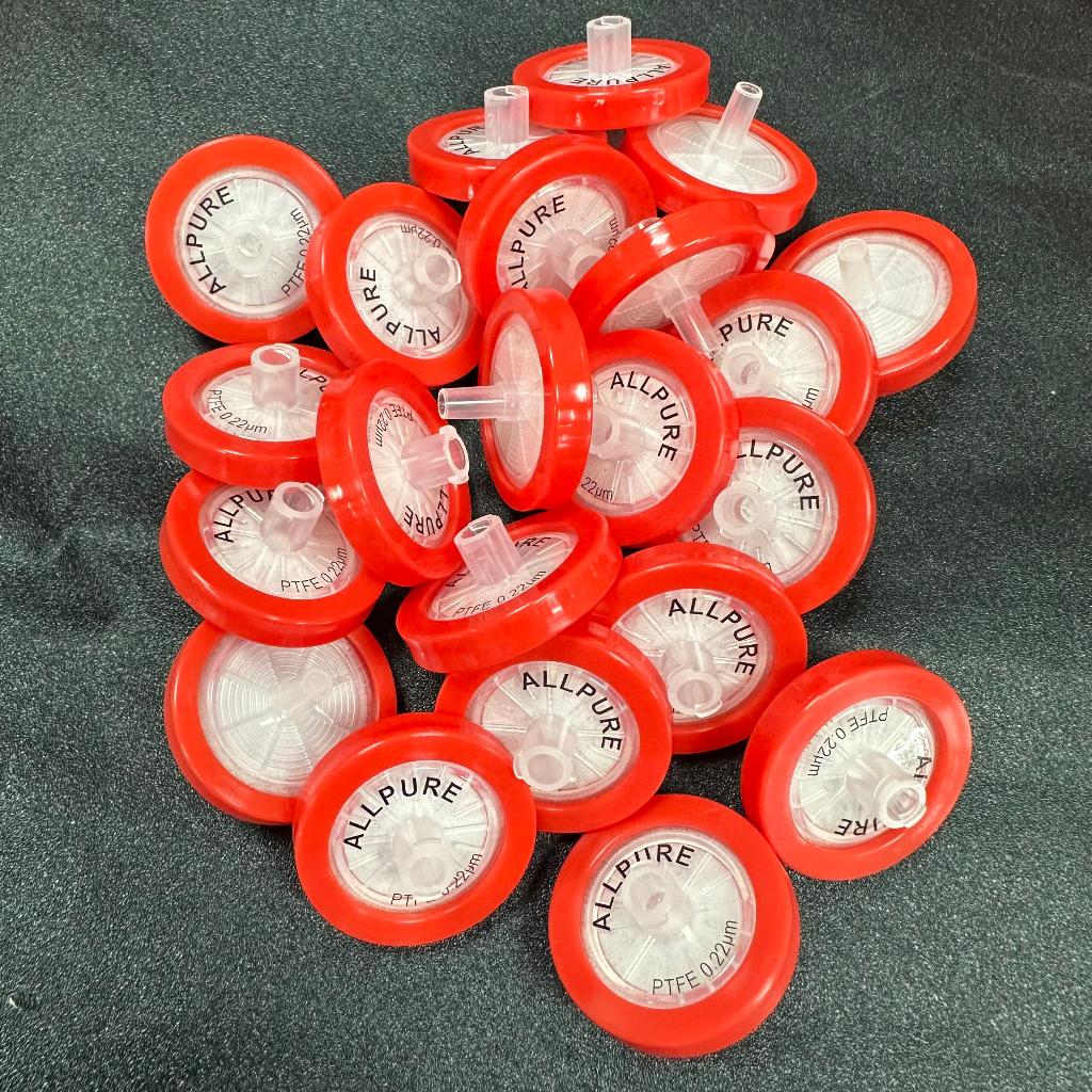 100 Đầu lọc syringe PTFE hydrophobic đường kính 25mm, lỗ lọc 0.22um và 0.45um hãng Membrane Solutions - USA