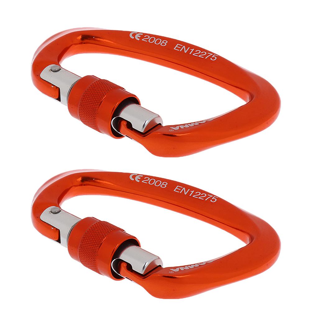 2 Pieces 25KN Screw Lock Carabiner Rock Tree Climbing Dog Clip Hammock Hook