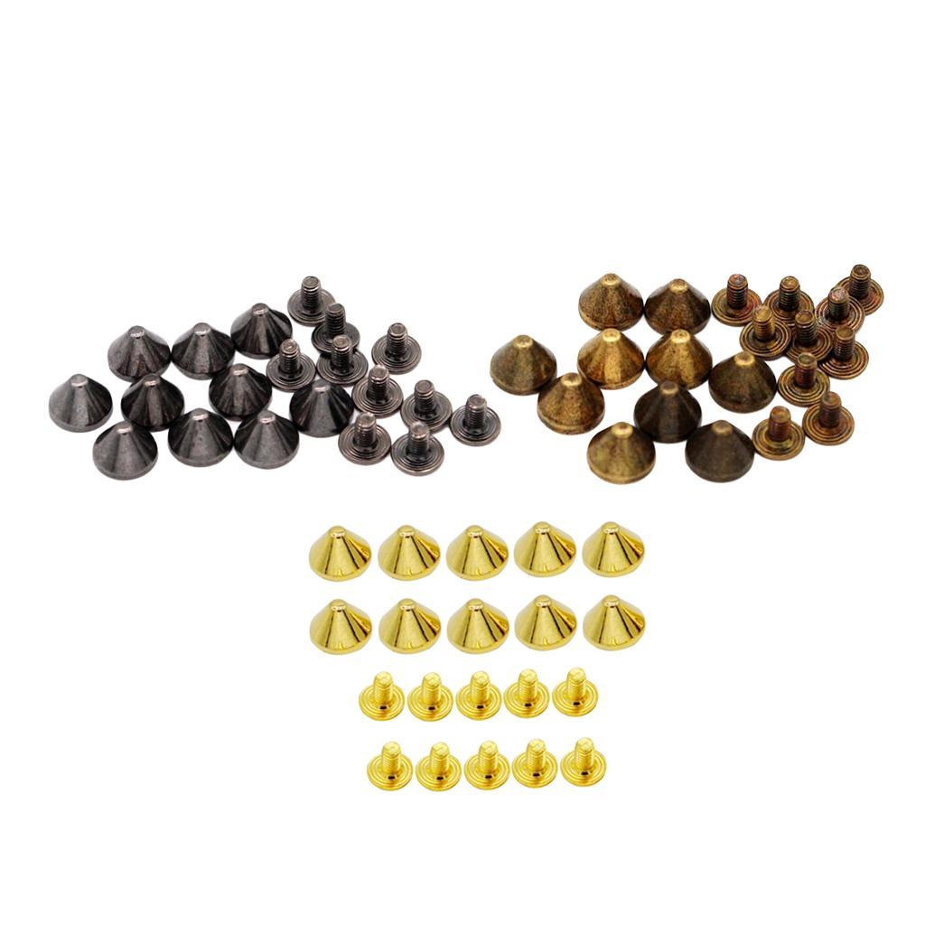 3-5pack 10 Pieces Alloy Conic Rivets for Sewing Accessories Golden