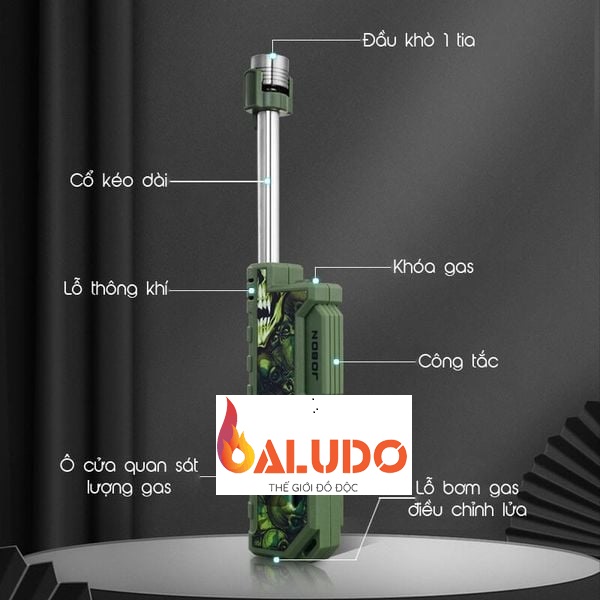 Vỏ hộp quẹt bật lửa khò 1 tia ZB-196 cổ dài có khóa ga