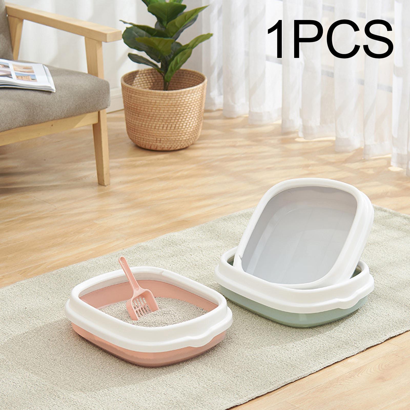 Semi Open Kitten Cat Litter Box, Tray Sand Box Detachable with Surrounded Top Frame Toilet for Travel