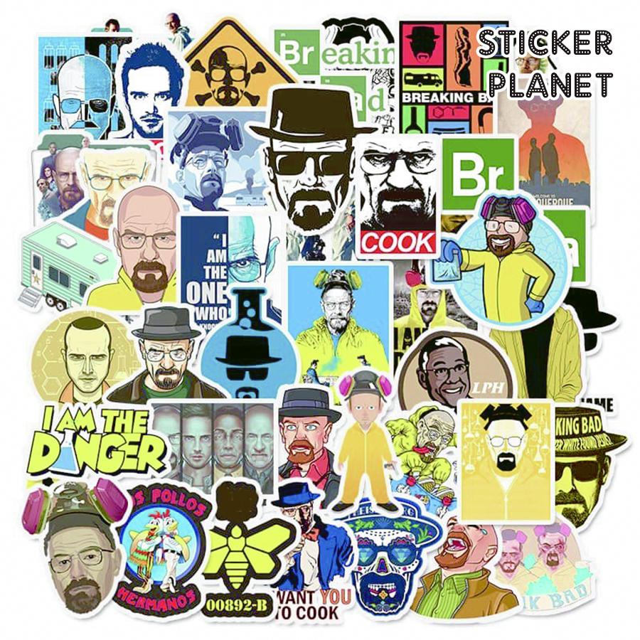 Bộ sticker phim breaking bad chống thấm nước trang trí mũ bảo hiểm, đàn, guitar, ukulele, điện thoại laptop