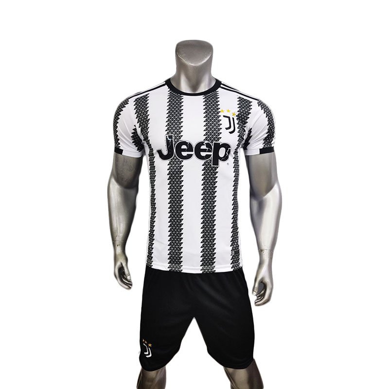 Quần áo bóng đá JUVENTUS 2022 màu trắng sọc đen CÓ IN ẤN theo yêu cầu