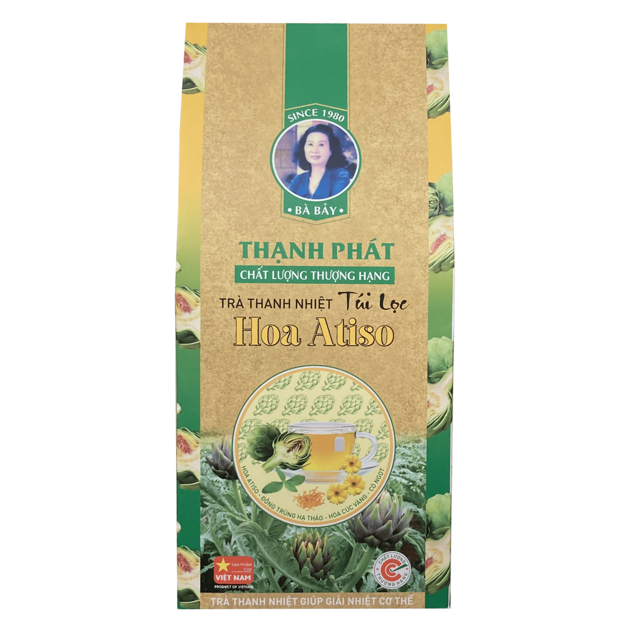 Trà thanh nhiệt túi lọc HOA ATISO THẠNH PHÁT 100% tự nhiên đóng gói 30 túi, 5gr giúp thanh lọc cơ thể tốt cho gan thận mật, FREESHIP ở HCM