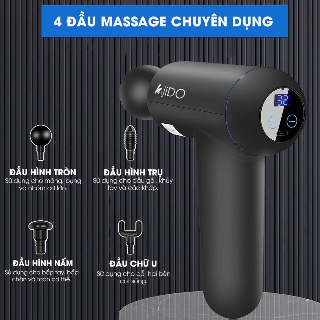 Máy Massage Cầm Tay AJIDO AJ - M9, 32 Cấp Độ, 4 Đầu Thay Thế - Mát Xa Toàn Thân Giãn Cơ, Đấm Lưng, Cổ Vai Gáy