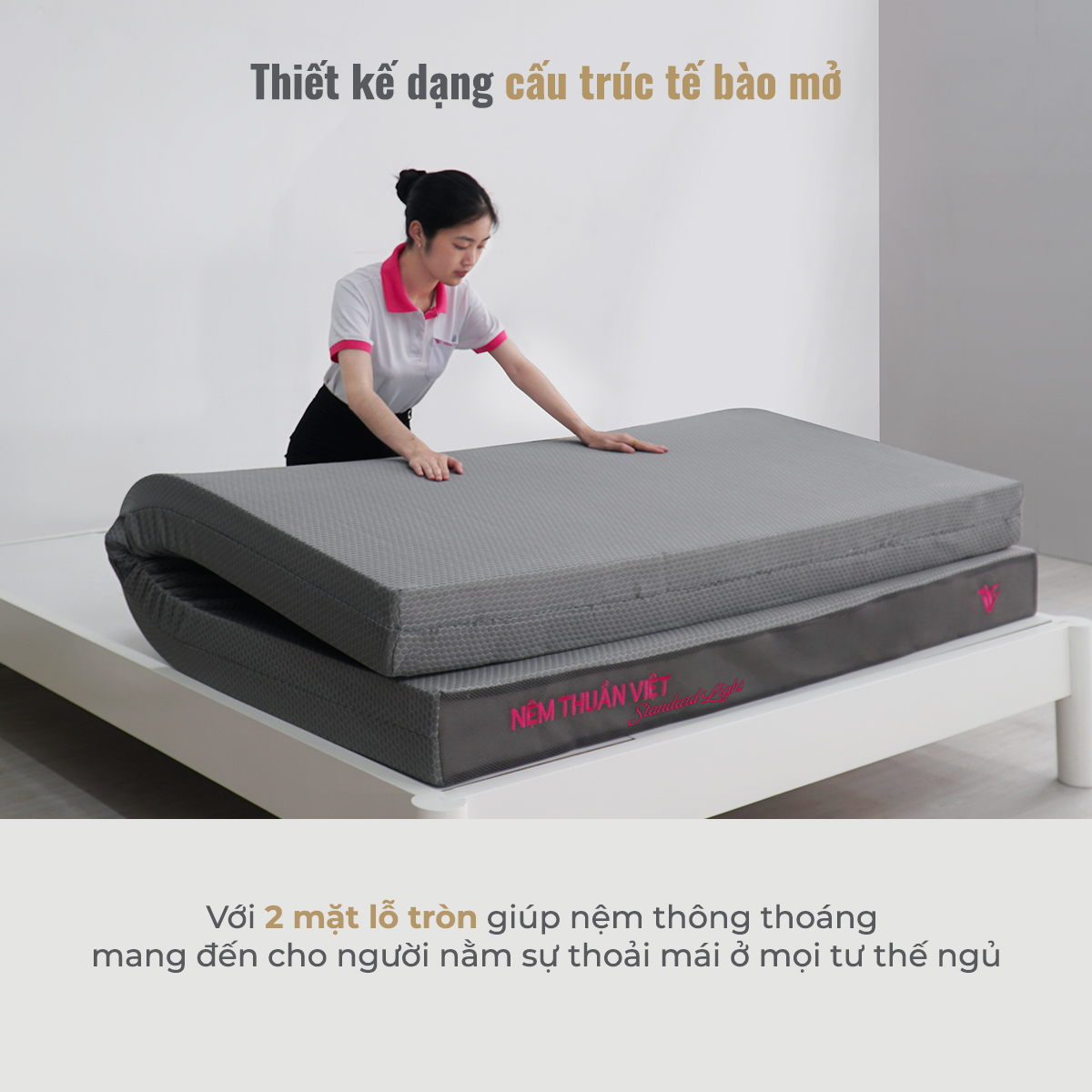 Nệm Foam Hoạt Tính Thuần Việt Standard Light - Miễn Phí Vận Chuyển, Bảo Hành 10 Năm, Trả Góp 0%