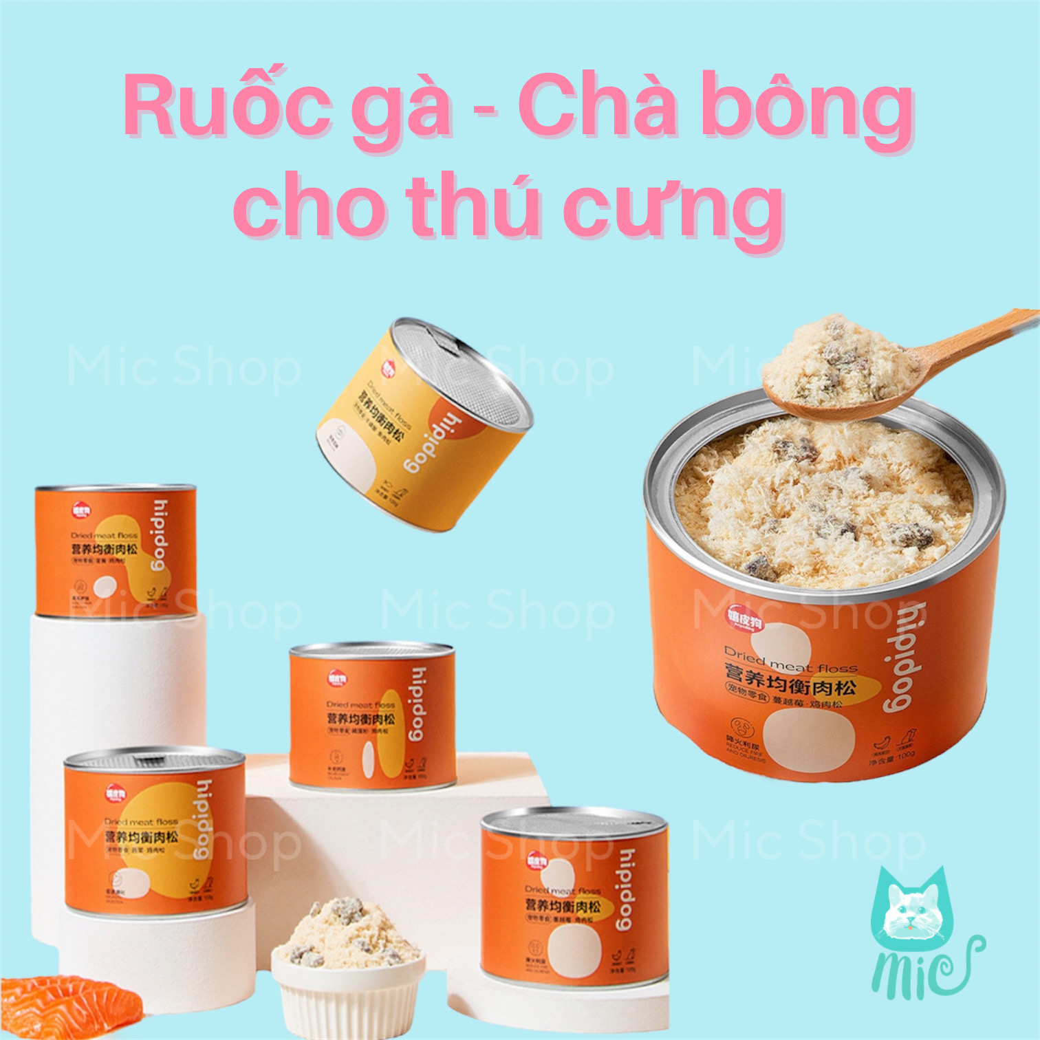 Ruốc Gà, Chà Bông Gà Hipidog Giúp Chó Mèo Ăn Ngon Miệng