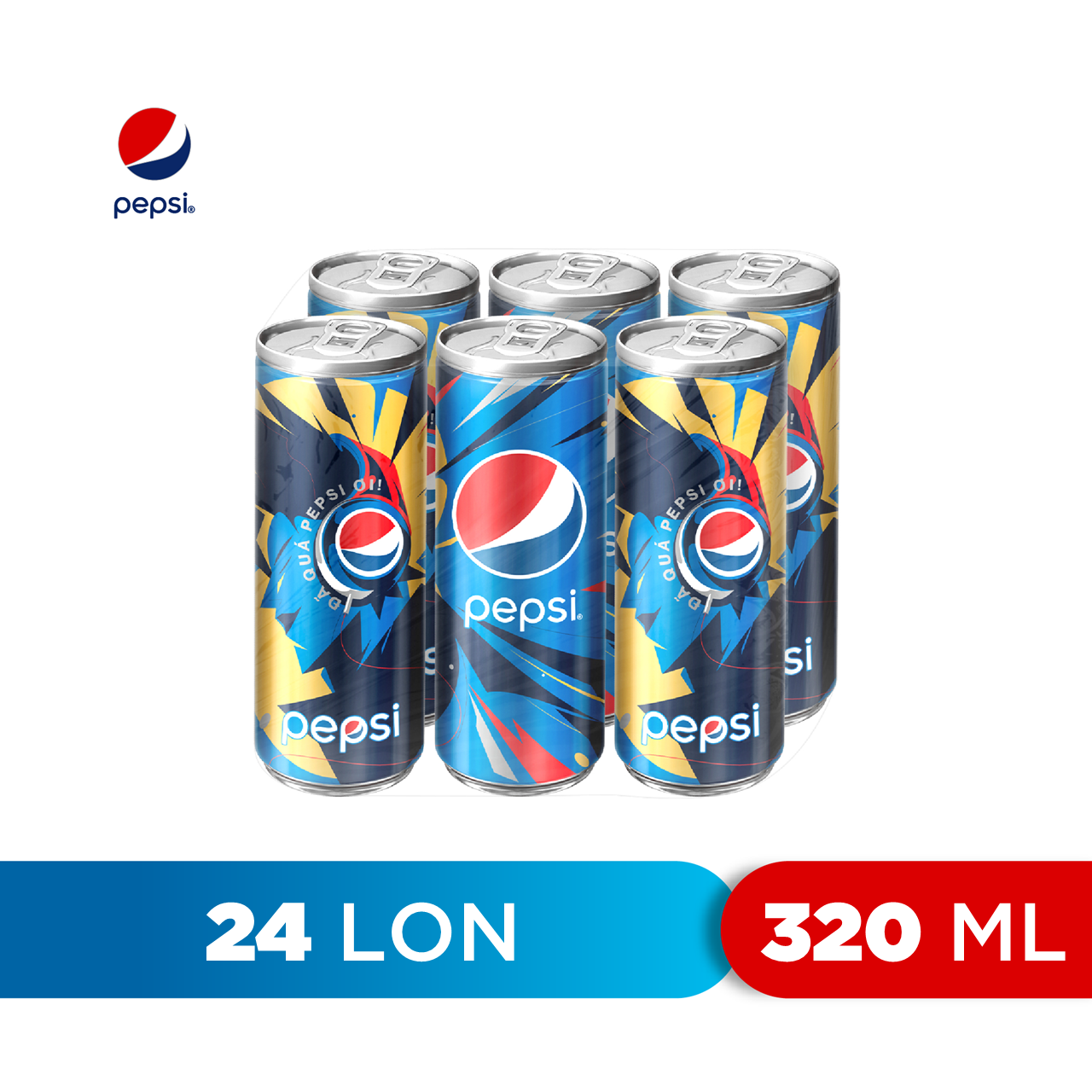 Lốc 6 Lon Nước Ngọt Có Gaz Pepsi