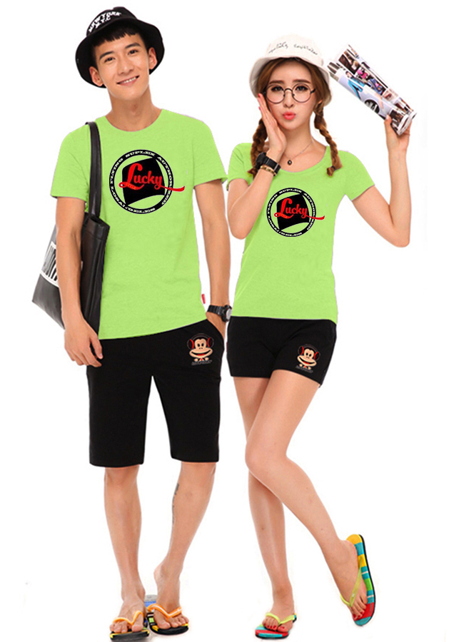 Bộ Áo Thun Đôi Lucky - Màu Xanh Chuối