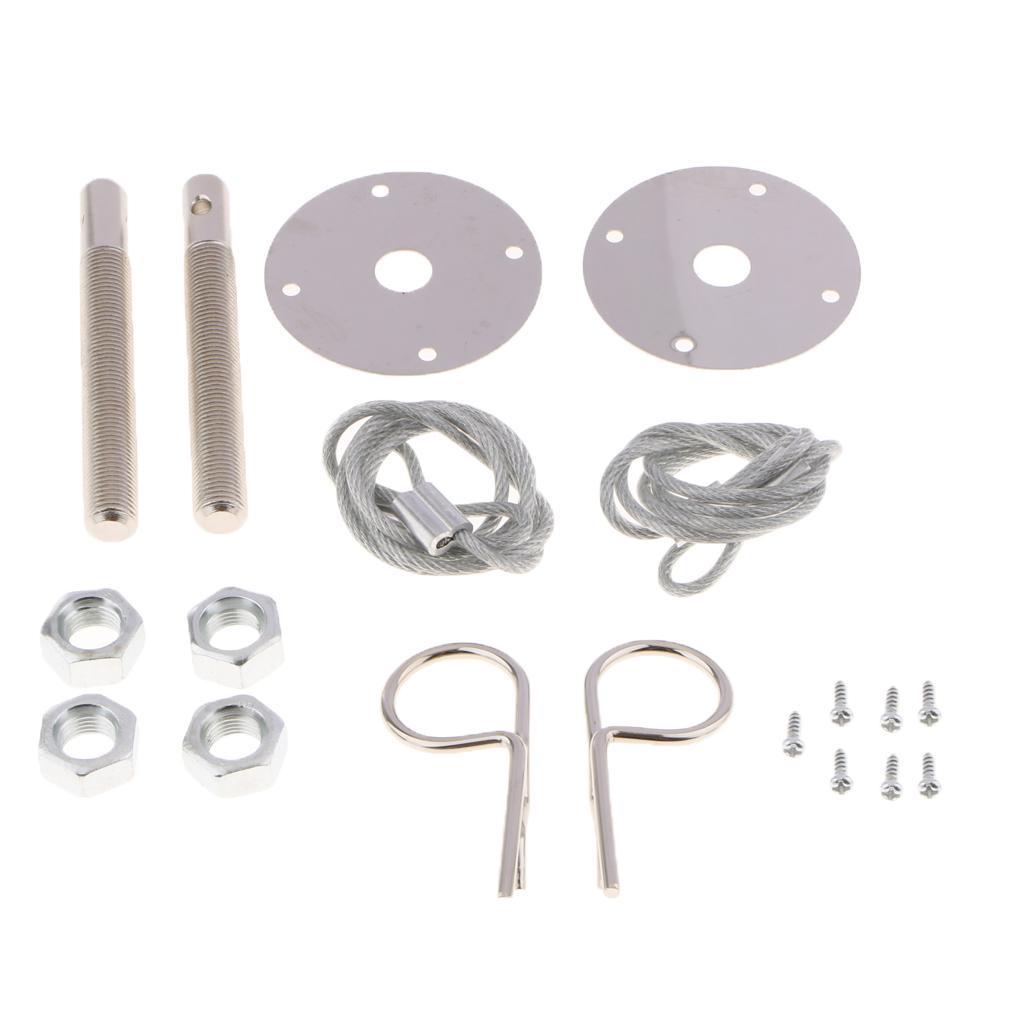 Universal Silver Aluminum Racing Hood Pin Appearance Kit Accessories