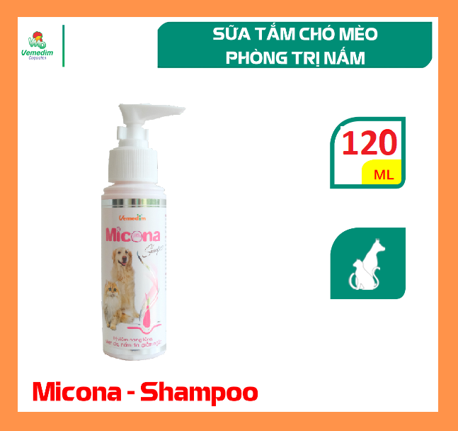 Vemedim Micona shampoo sữa tắm chó mèo phòng viêm da, nấm da, da sần sùi, chai 120ml/chai 200ml