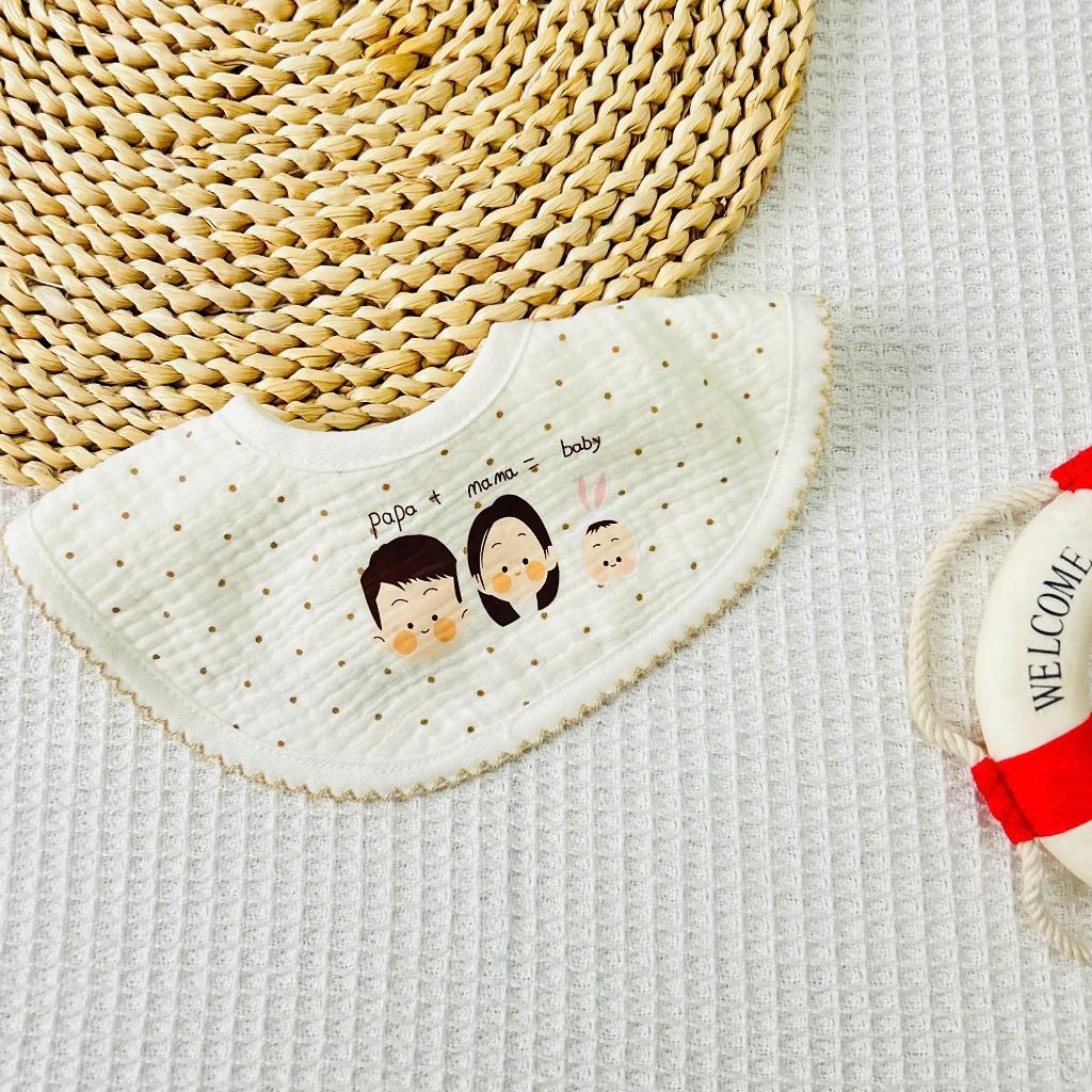 Yếm Vải Xô Muslin Cho Bé 4 Lớp Cao Cấp, khăn yếm quàng đeo cổ cho trẻ sơ sinh, bé trai, bé gái