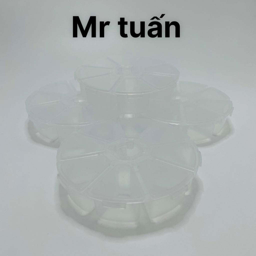 Hộp tròn 8 ô đựng đồ, đựng fan mi, mi rời, mi hủ,và phụ kiện, dụng cụ nối mi mr Tuấn.