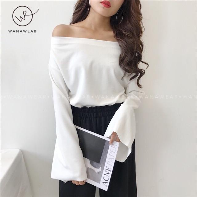 Áo trễ vai tay rộng sang chảnh