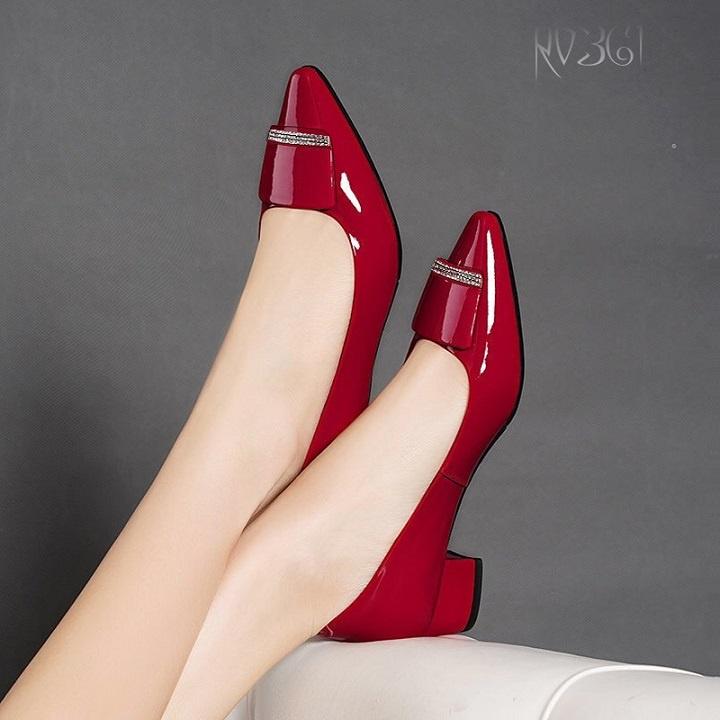 Giày búp bê nữ cao gót 2p RO361 ROSATA tại BCASHOP - màu đen