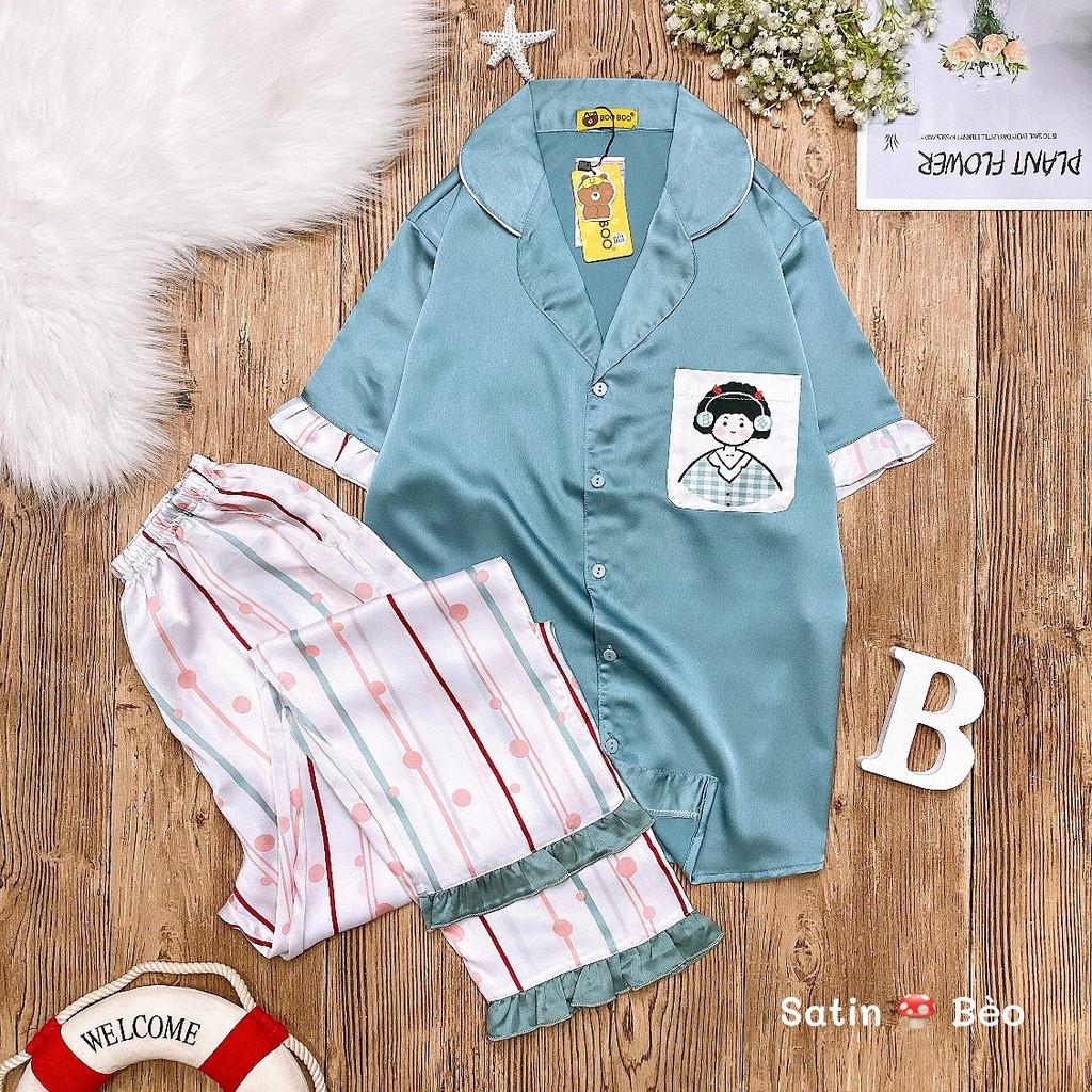 Satin bèo Tay ngắn quần dài Size : 40-58kg ️