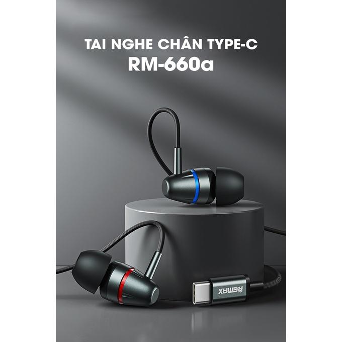 Tai nghe có dây chân Type C - Tích hợp Micro dài 1.1M cho Android- Hàng Chính Hãng Remax - RM-660a