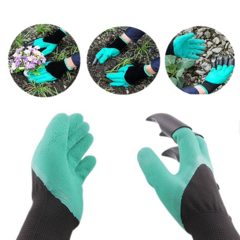 Găng tay làm vườn đa năng màu xanh có móng vuốt đào xới đất chống gai chống thấm nước, bao tay làm vườn bảo hộ lao động