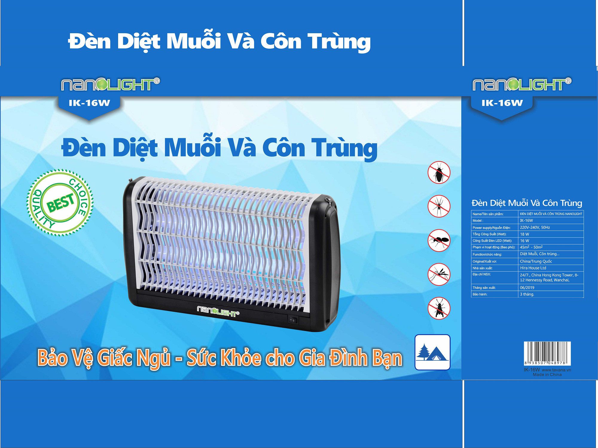 Đèn Diệt Muỗi và Côn Trùng Nanolight IK-16W