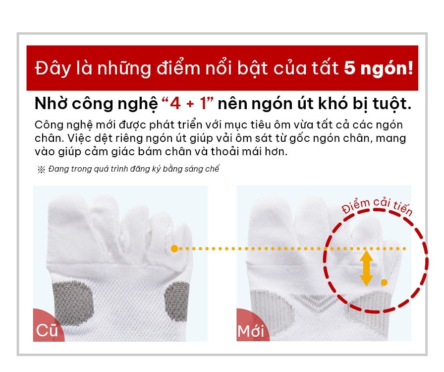 Tất/ Vớ Phiten 5 Toe Socks (socking)