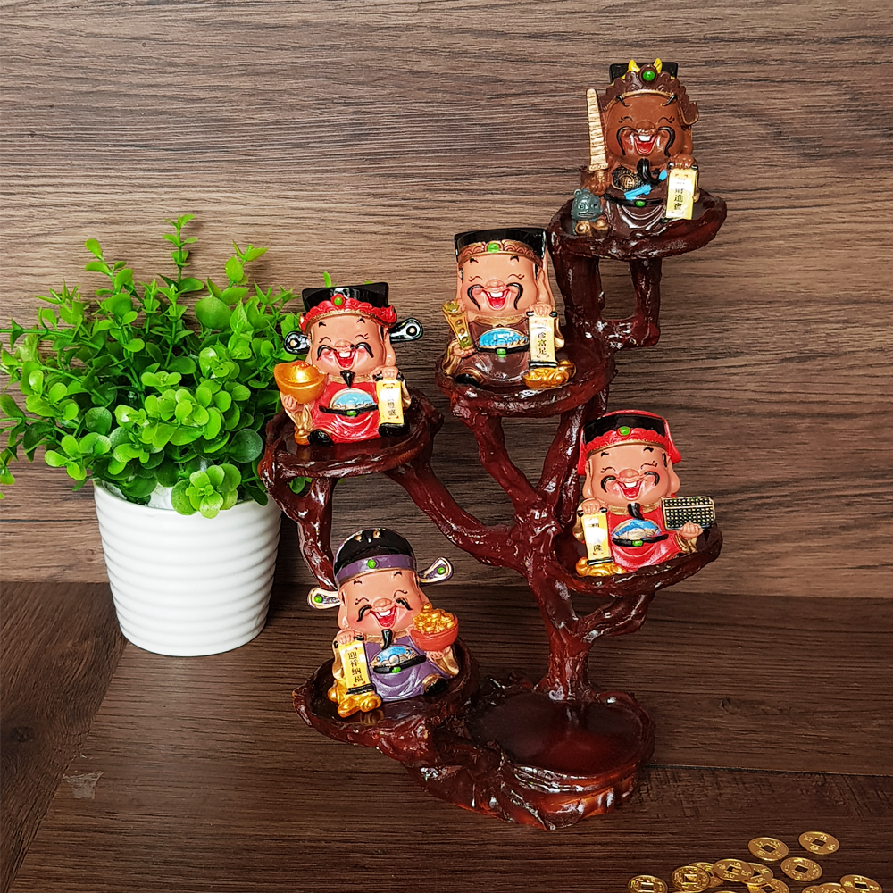 Bộ tượng chibi Ngũ Tài 6cm kèm đế đứng 6 ô