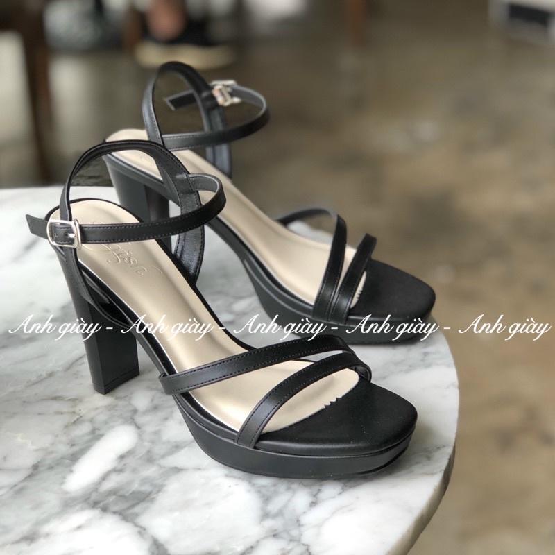 SD05 - Sandal đúp đế 2 quai mảnh chéo gót trụ 10p hàng VNXK cực chắc chắn, da lì mềm êm phù hợp đi tiệc, cưới ,sự kiện