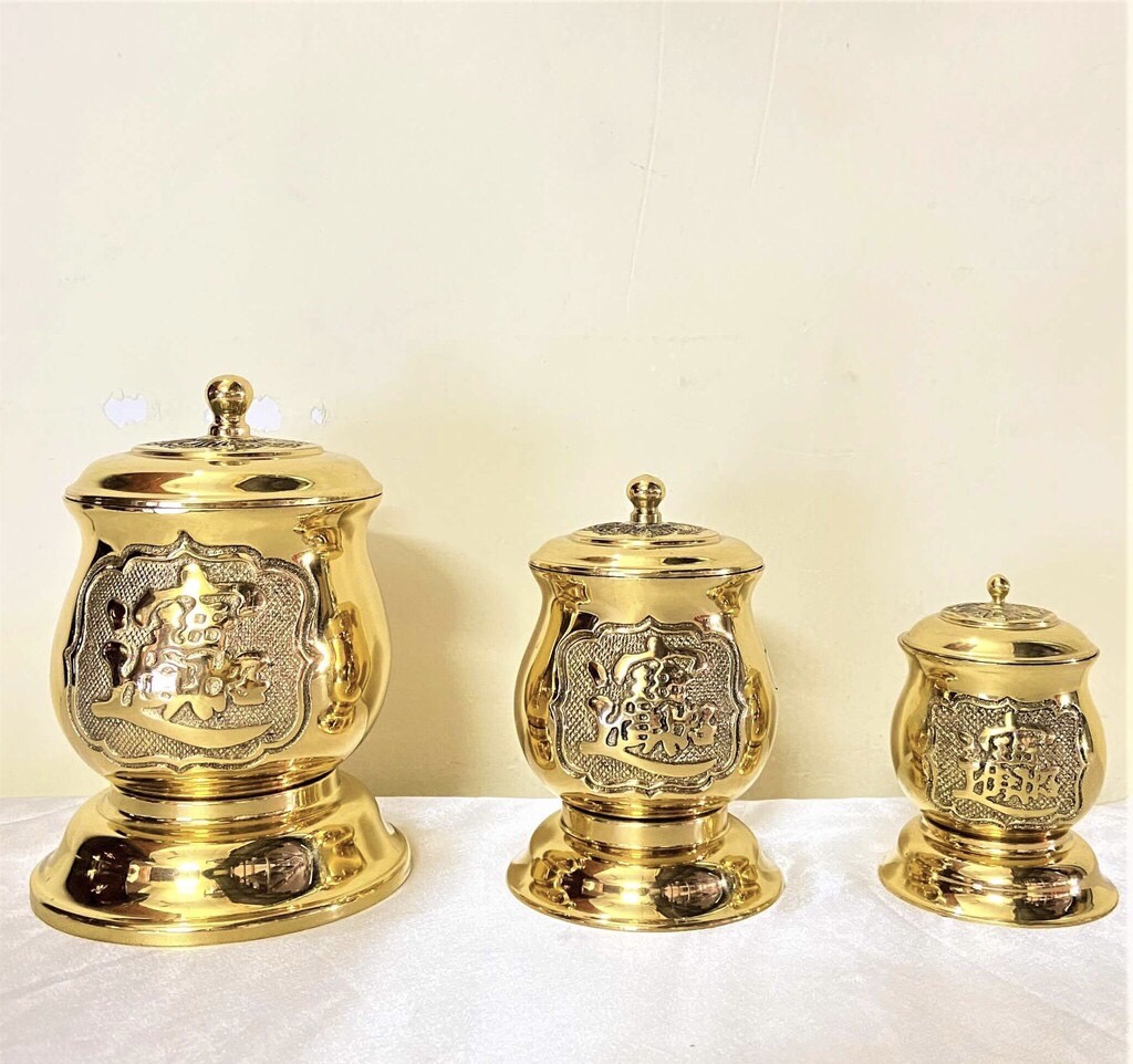 HŨ THỜ BẰNG ĐỒNG VÀNG BÓNG THỜ GẠO MUỐI CÚNG KH28773