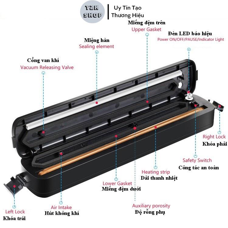 Máy Hút Chân Không Thực Phẩm Mini Gia Đình Vacuum Sealer - Máy Ép Chân Không Kiêm Hàn Miệng Túi Đa Năng