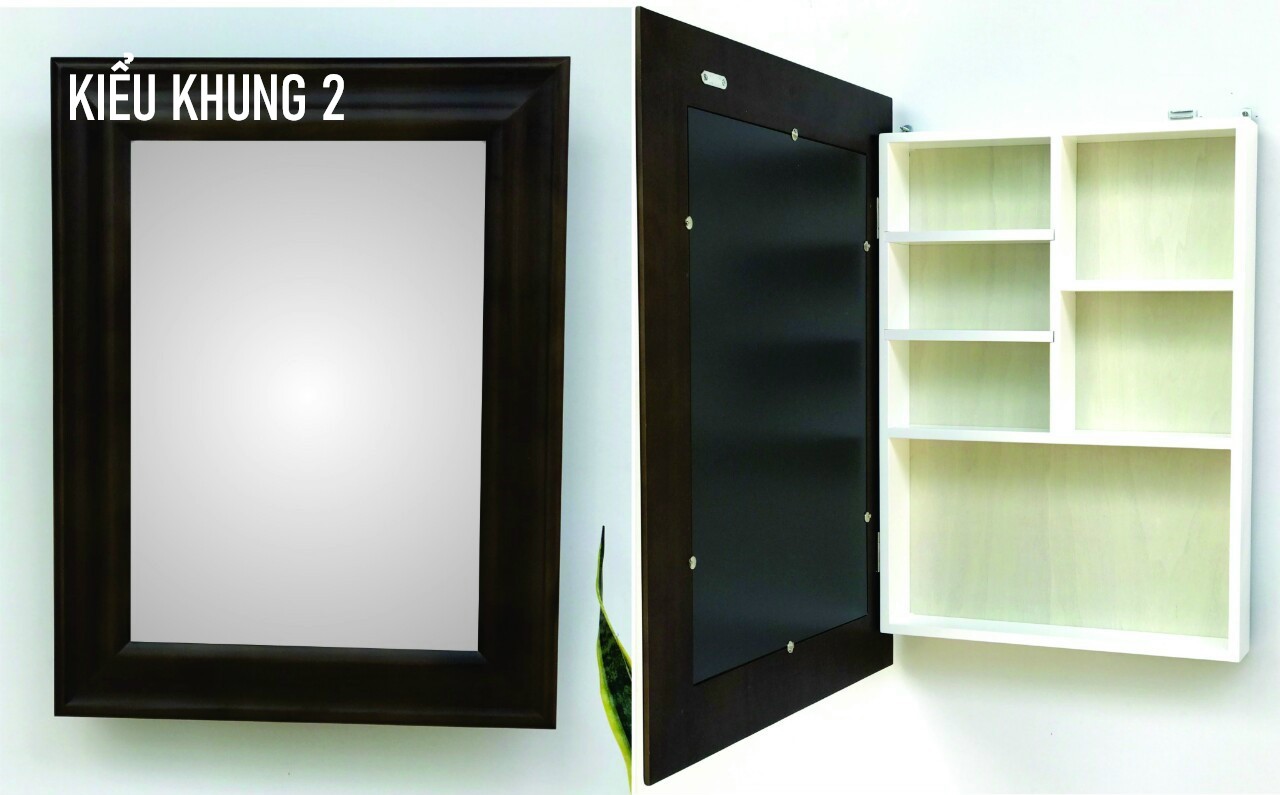 Combo 02 Tủ Gương Phòng Tắm Gỗ Thông 51.5*66.5cm Nhiều Màu Treo Tường, Tủ Gương Lavabo - Hàng VN Xuất Khẩu
