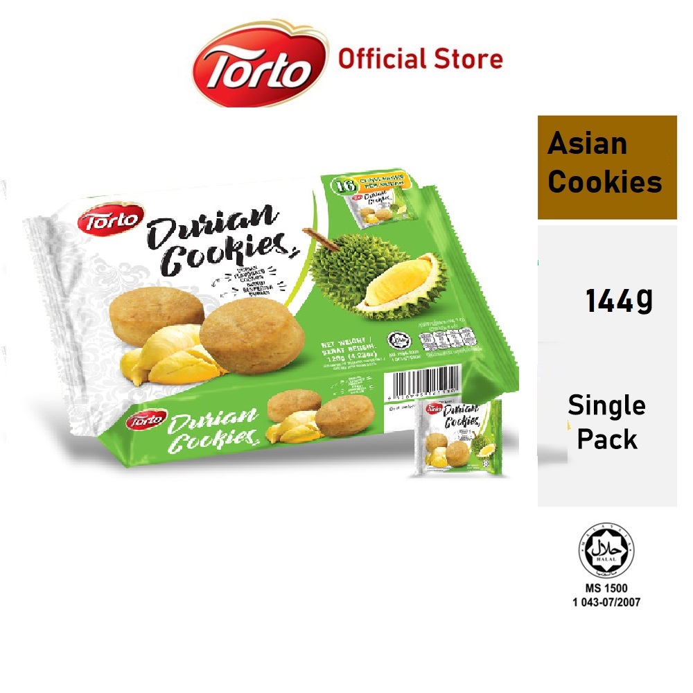 Bánh quy Sầu Riêng White castle nhập khẩu Malaysia 120g Torto Asian Cookies Durian Cookies