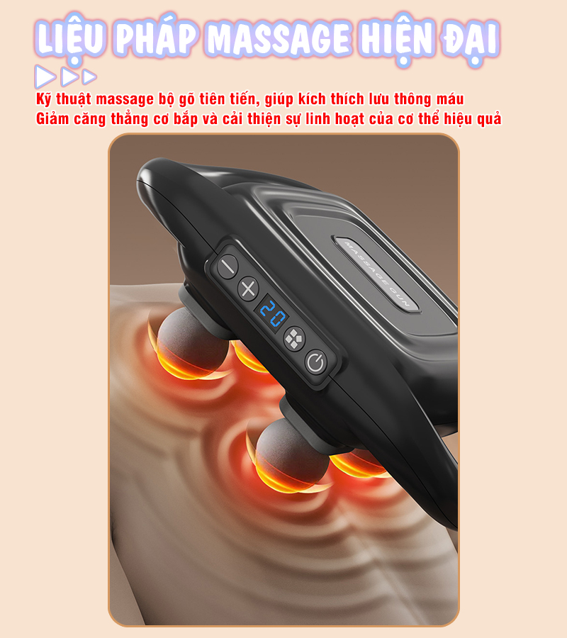 Máy massage đấm lưng và giãn cơ toàn thân 6 đầu Nikio NK-272 Pro - 9 chế độ, 20 cấp tốc độ mát xa
