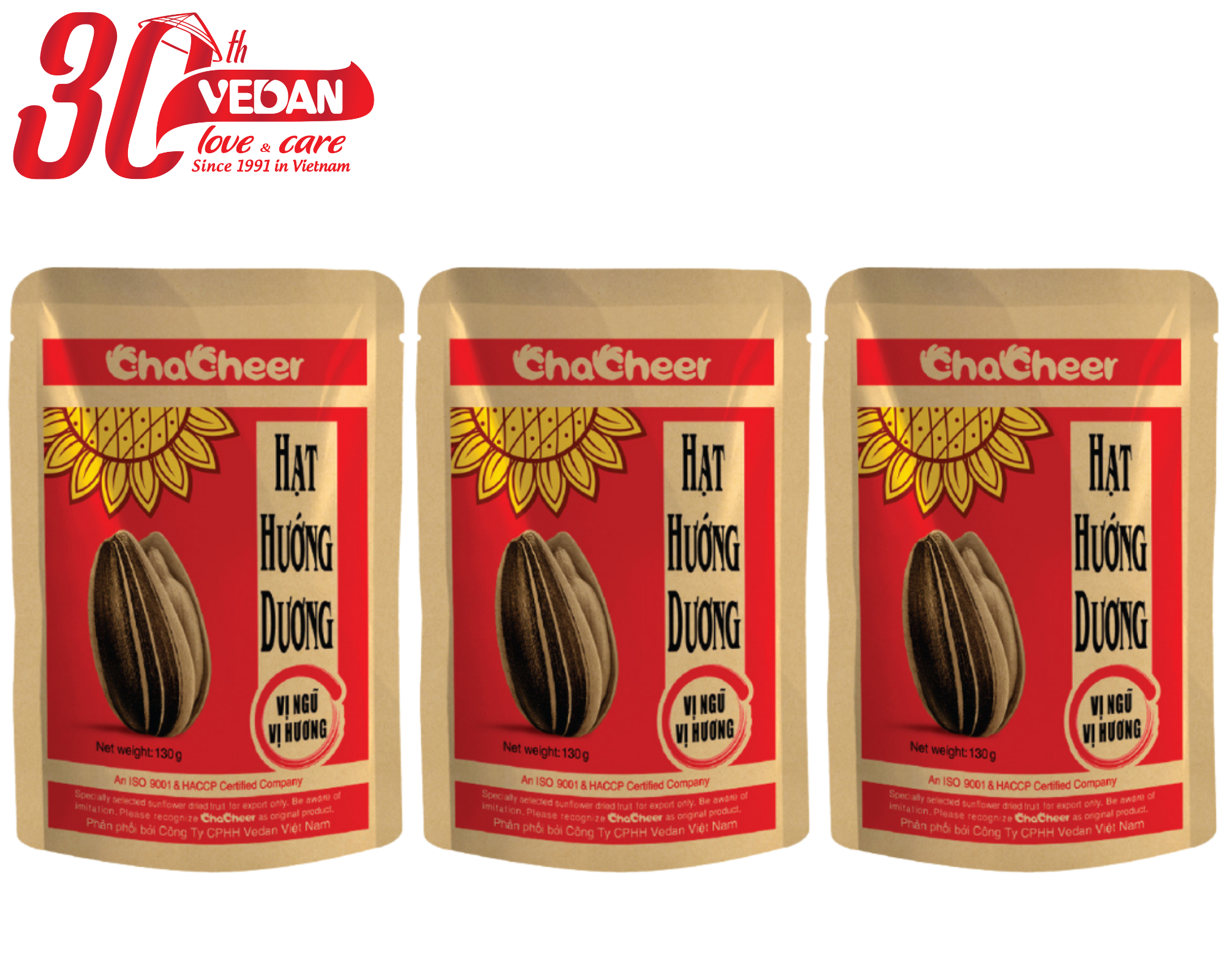 Hạt hướng dương Chacheer vị ngũ vị hương-130g/gói ( Lốc 3 gói )