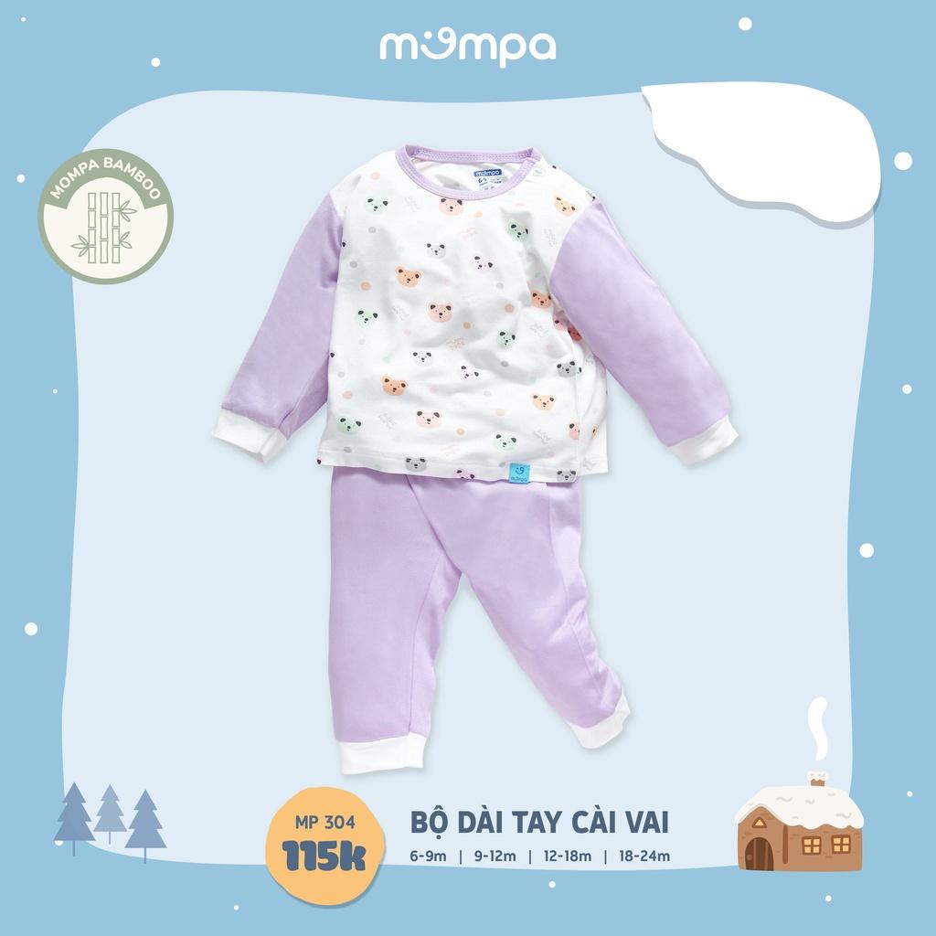 Bộ QA dài tay mompa cho bé cài vai tiện lợi từ 6-24m