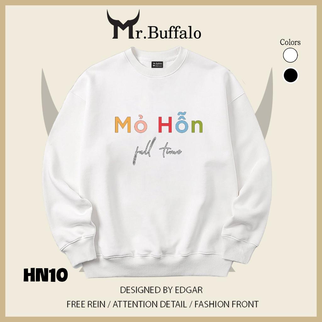 Áo sweater thu đông form rộng in hình hài hước "Vô Tri" Mr.buffalo - [HN10] Áo Đen